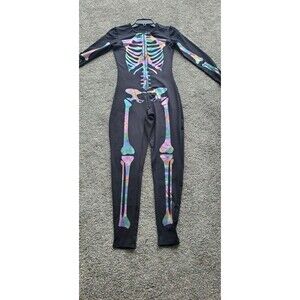 Tipsy Elves Skeleton Bodysuit Costume Black Multicolor Women's Size S